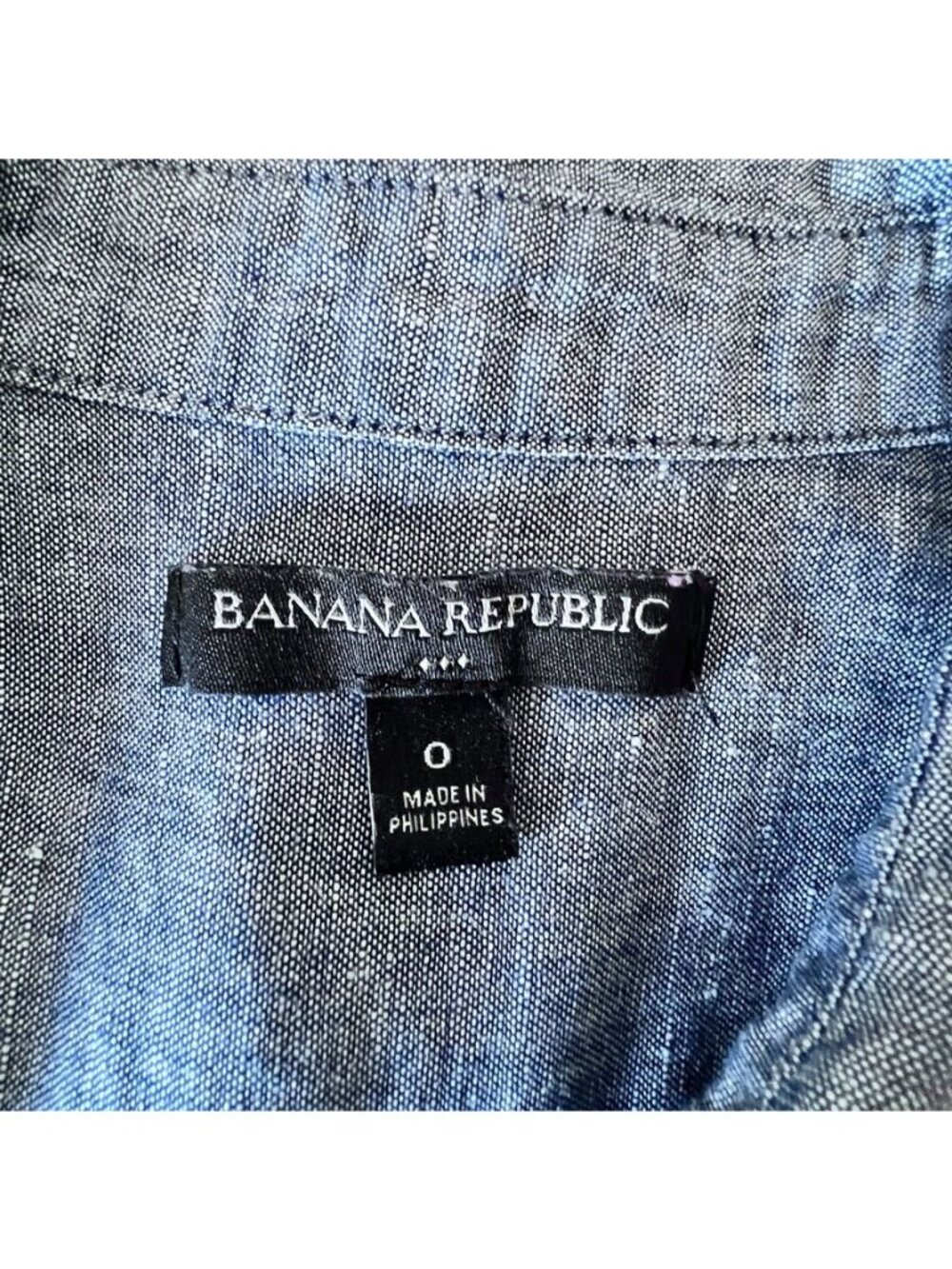 Banana Republic Linen Womens Sz 0 Shirt Dress Chambray Coastal Preppy Old Money - Picture 7 of 12
